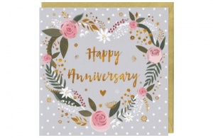 Floral Wreath Happy Anniversary Card